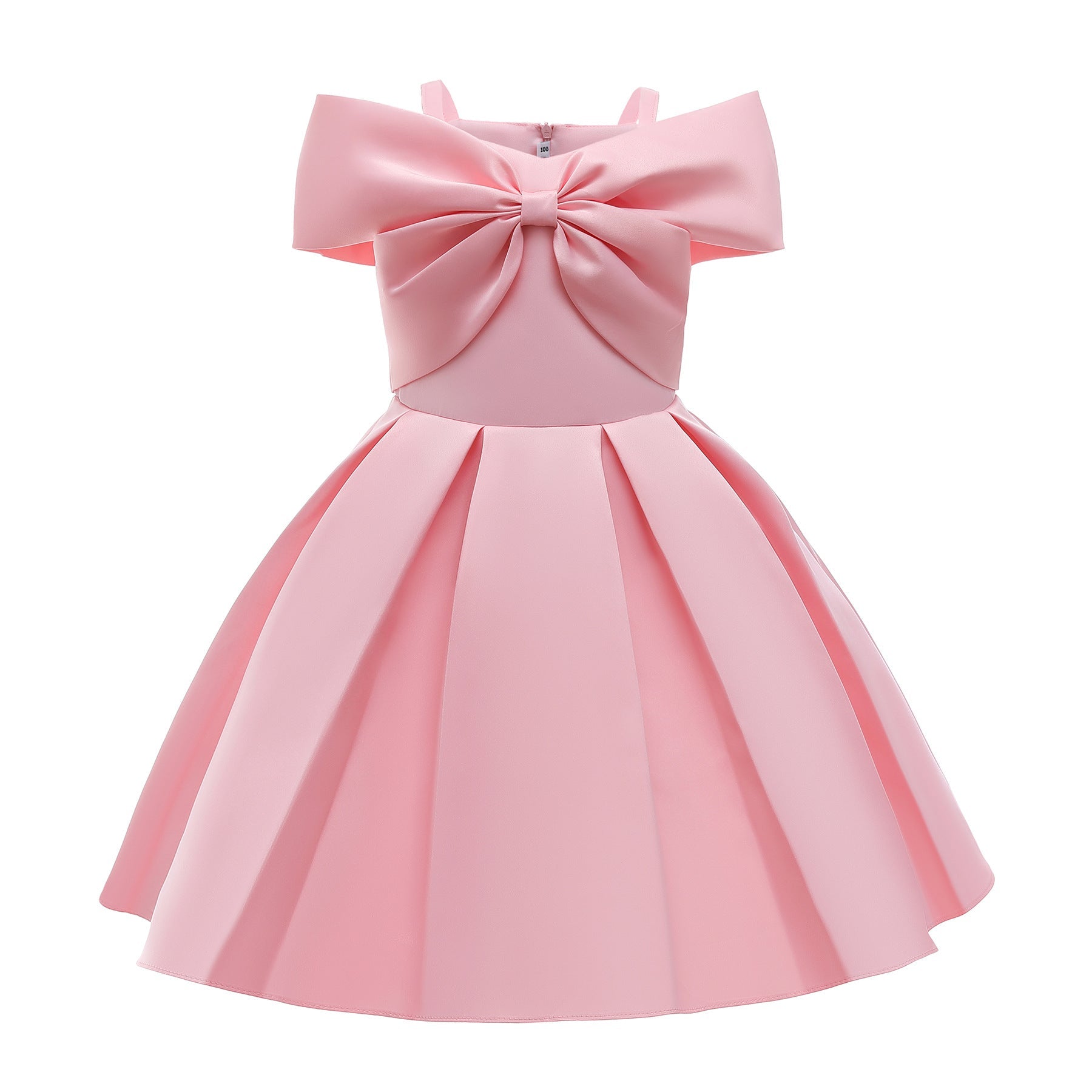 Baby Girl Solid Color Sling Princess Fashion Dress Children’s Formal Dress-13