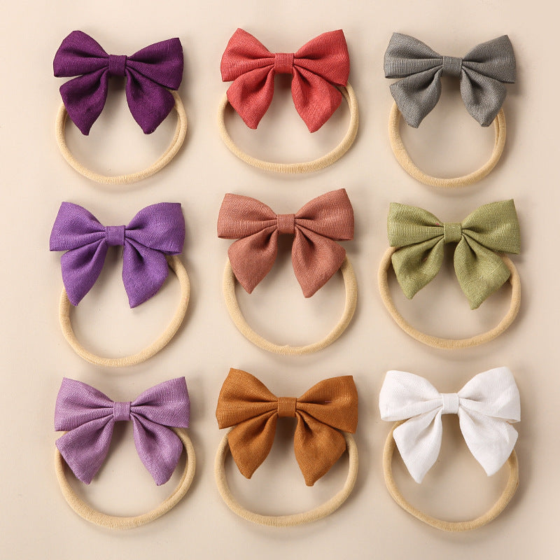 Baby Solid Color 3D Bow Handmade Elastic Headband-1