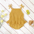 Baby Girl 1pcs Solid Color Ruffle Hem Belted Sling Design Ribbed Onesies-1