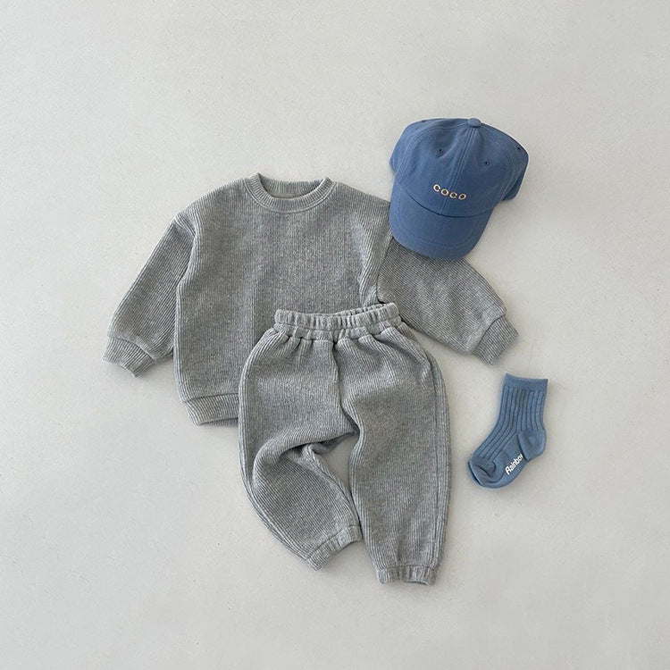 Baby Solid Color Long Sleeve Simple Style Hoodie Sets-2