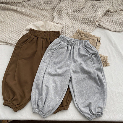 Baby Solid Color Loose Spring Autumn Baby Trousers-1