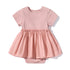 Baby Girls Solid Color Wooden Ear Design Short-Sleeved Dress Onesies In Summer-2