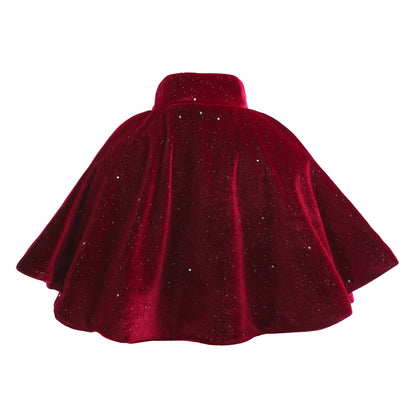 Baby Girl Solid Color Christmas Beautiful Shawl Cape Party Clothes-2