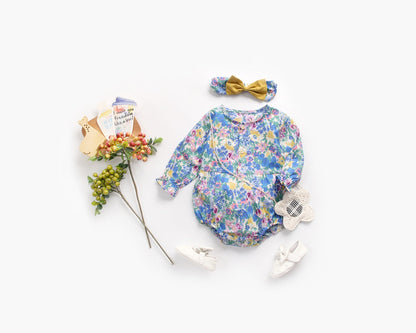 Baby Girl 1pcs Flower Pattern Long Sleeved Fashion Hot Selling Bodysuit Onesies &amp; Headband-2