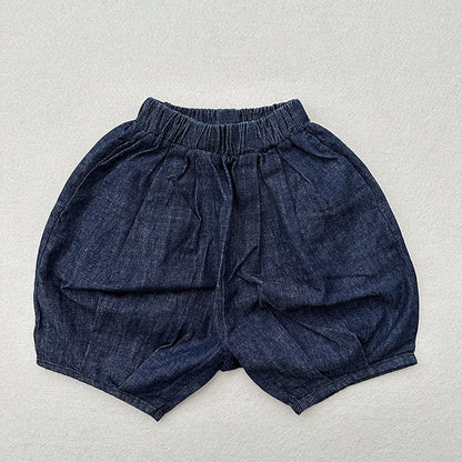 Summer Hot Selling Unisex Plaid/Denim Soft Cotton Thin Shorts-1