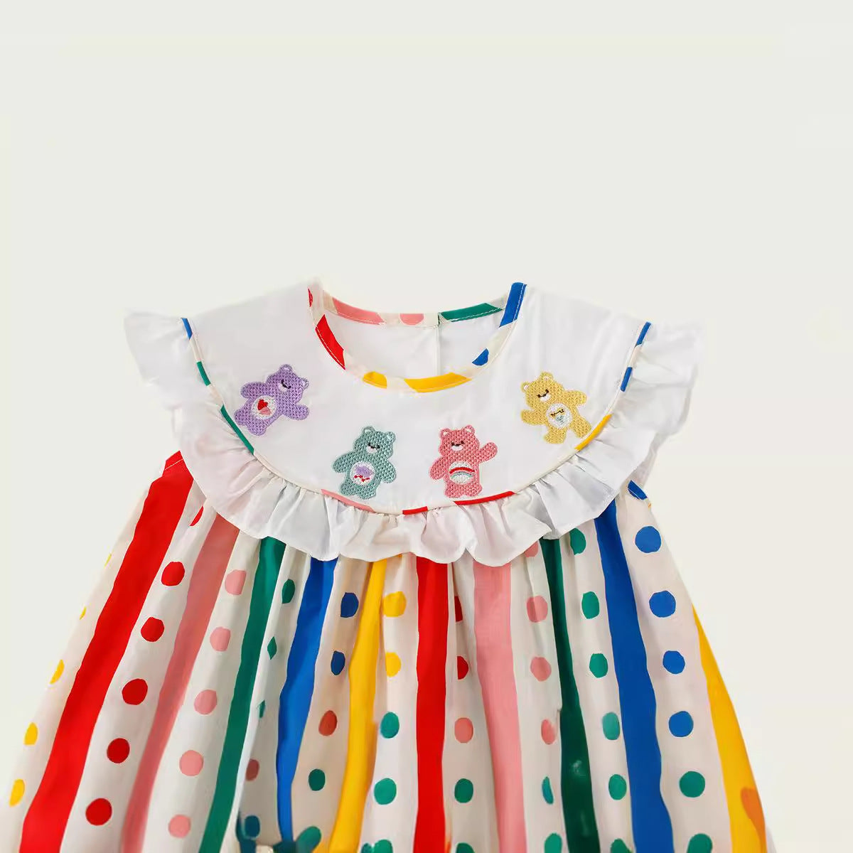 New Arrival Summer Baby Kids Girls Sleeveless Striped Polka Dots Dress-3