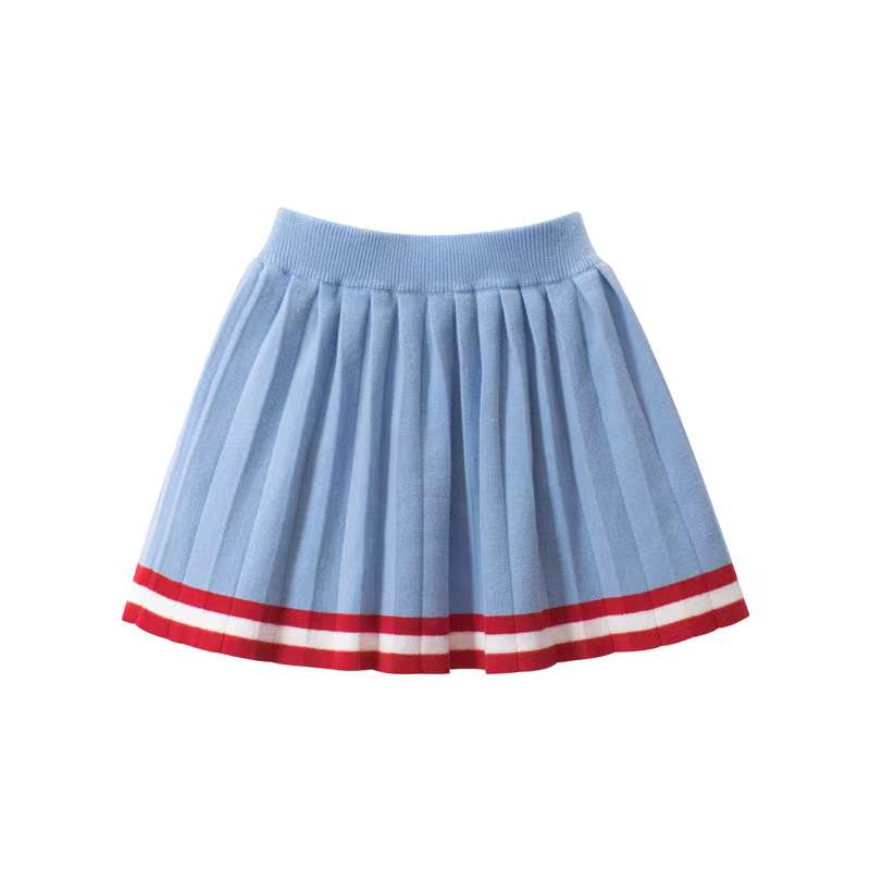 Girls Navy Collar Top Combo Skirt Knitwear Sets-2