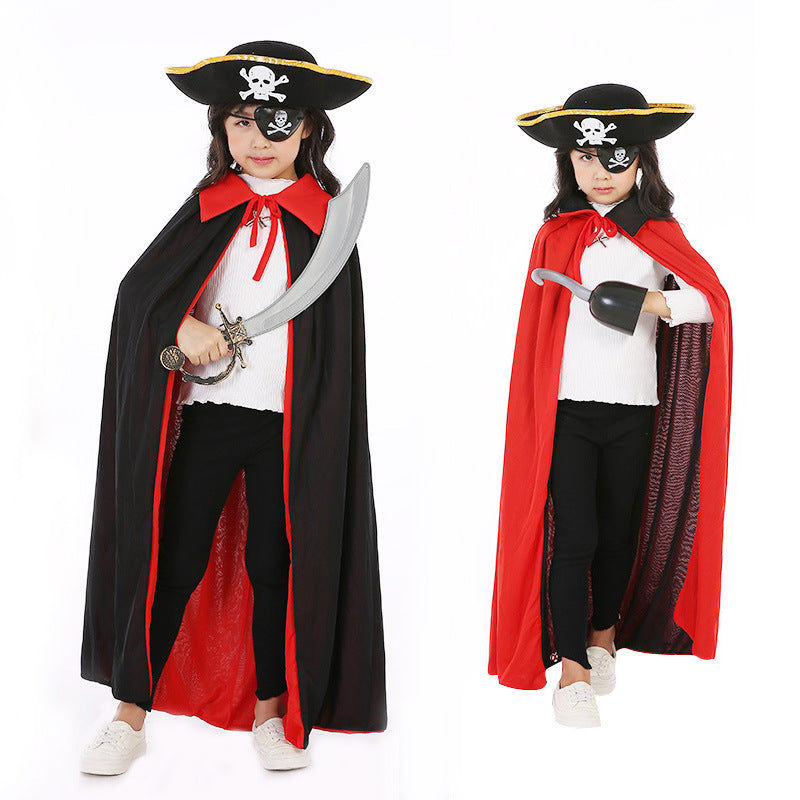 Halloween Pirate Cape Hats 3-Piece Sets Ghost Festival Cosplay-1