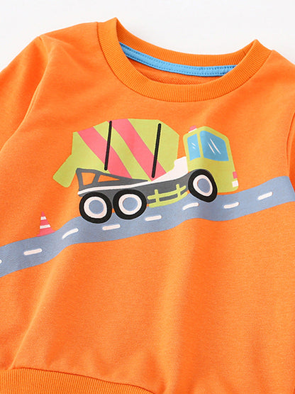 Baby Boy Cartoon Print Pattern Comfy Cotton Pullover-3