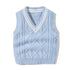 Baby Crochet Knitting Pattern Striped V-Neck Design College Style Sleeveless Vest Sweater-2