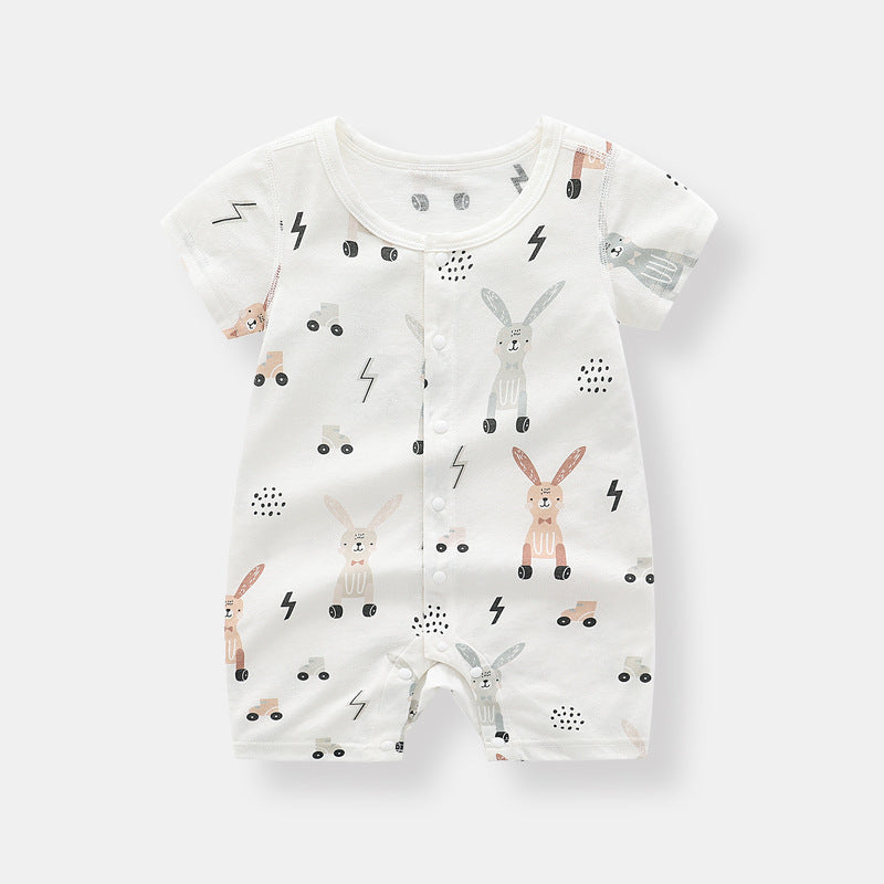 Baby 1pcs Rabbit Graphic Single Breasted Design Simply Jumpsuit Pajamas-2