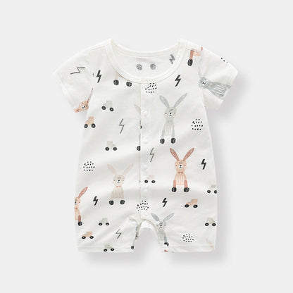 Baby 1pcs Rabbit Graphic Single Breasted Design Simply Jumpsuit Pajamas-2