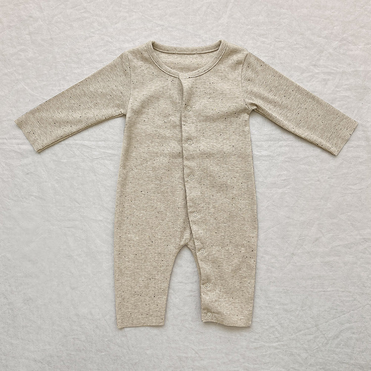 Baby Solid Color Pit Strip Fabric Long Sleeve Onesie Or Jumpsuit (Without Hat)-2