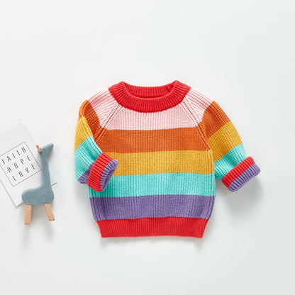 Baby Rainbow Pattern Pullover Long Sleeve Knitwear Sweater-2