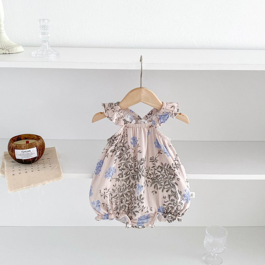 New Arrival Summer Baby Kids Girls Floral Pattern Thin Sleeveless Strap Onesies-1