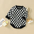 Baby Checkerboard Pattern Quality Knit Onesies-3