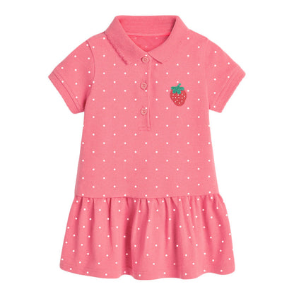 Girls’ Clothing: Collar Flip Cartoon Children’s Polo Dress-2