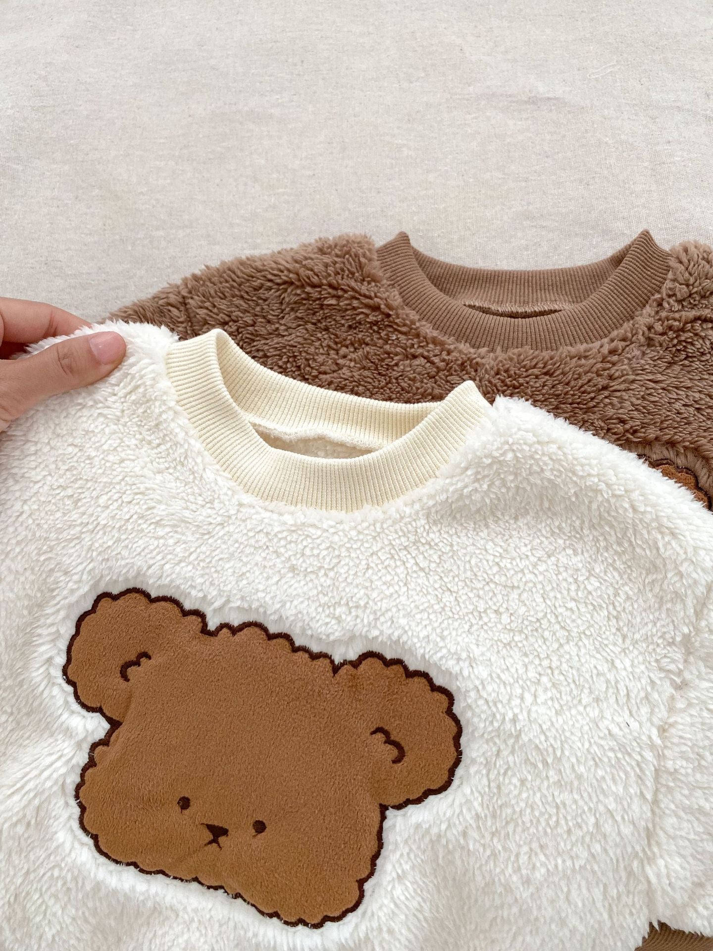 Winter Baby Thick Thermal Long Sleeve Teddy Bear Knitted Sweater And Pants Two Pieces Sets-2