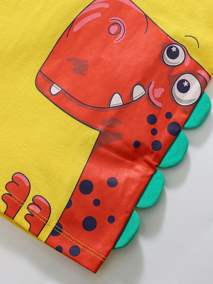 Red Dinosaur Cartoon Boys’ T-Shirt In European And American Style For Summer-3