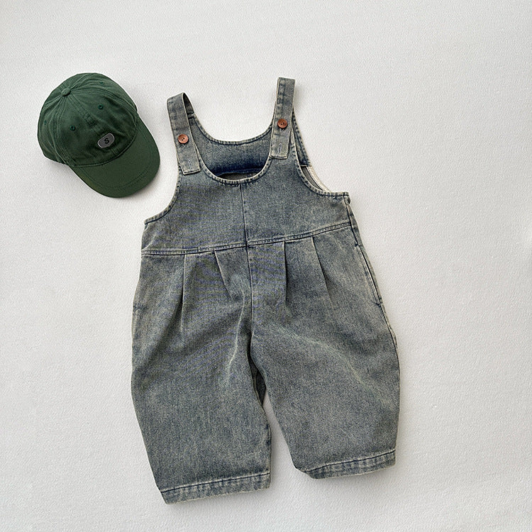 Unisex Spring Autumn Solid Overall Cowboy-2