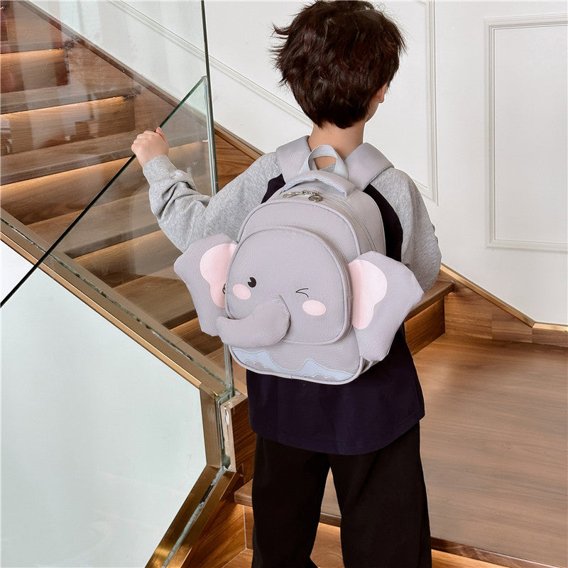 Adorable Cartoon Elephant Design Canvas Backpack For Kindergarten Kids-6