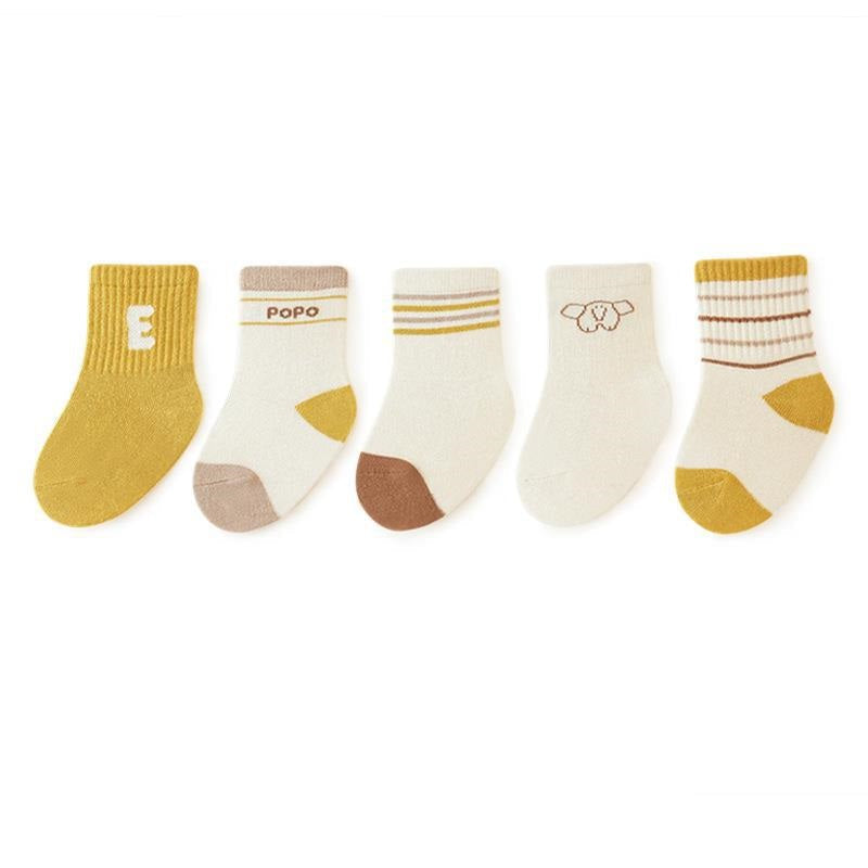 Baby Unisex Breathable Comfy Preppy Socks 5-Pair Set-2