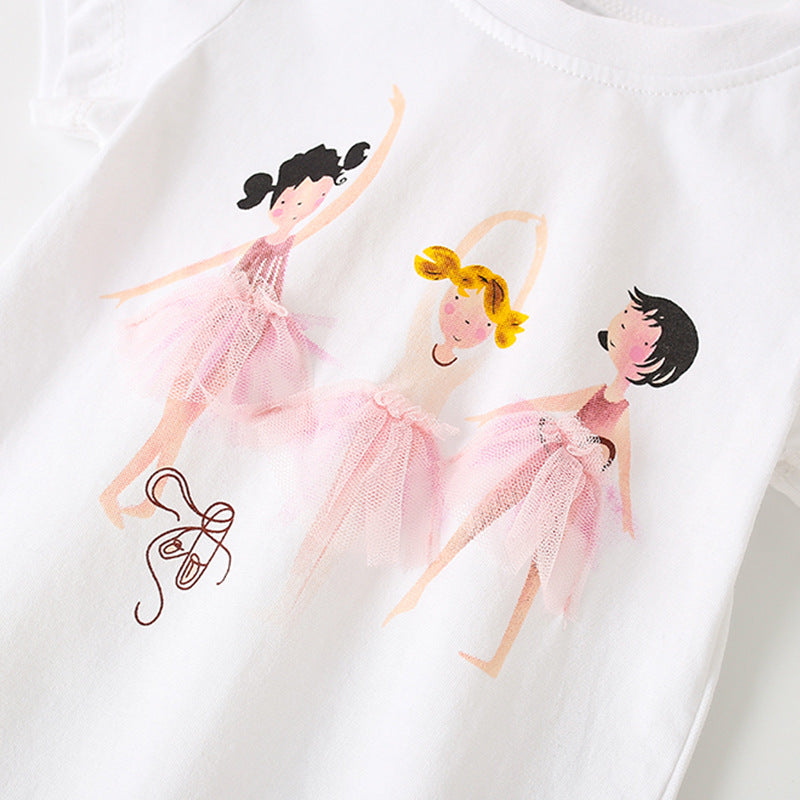 Girls Dancers Cartoon Collection T-Shirt And Shorts Set-2