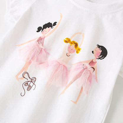 Girls Dancers Cartoon Collection T-Shirt And Shorts Set-2