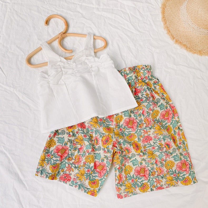 Baby Girl Floral Print Pattern Wide Leg Pants In Spring &amp; Summer-2