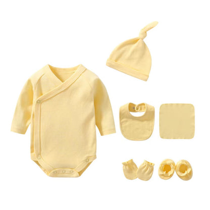 Newborn Solid Color Cotton Bodysuit Thin Style Sets-3