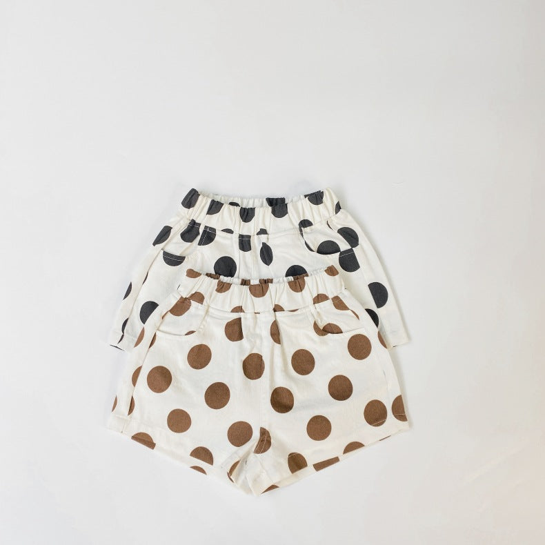 Baby Girl Polka Dot Pattern Basic Shorts With Pockets In Summer-2