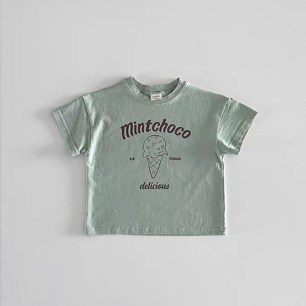 Summer New Arrival Kids Unisex Ice-Cream Pattern Short Sleeves T-Shirt-1