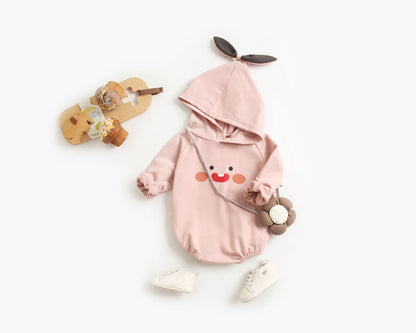 Baby Cartoon Pattern Korean Style Onesies With Hat-2