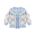 Baby Girl Flower Graphic Mesh Design V-Neck Knit Cardigan-1