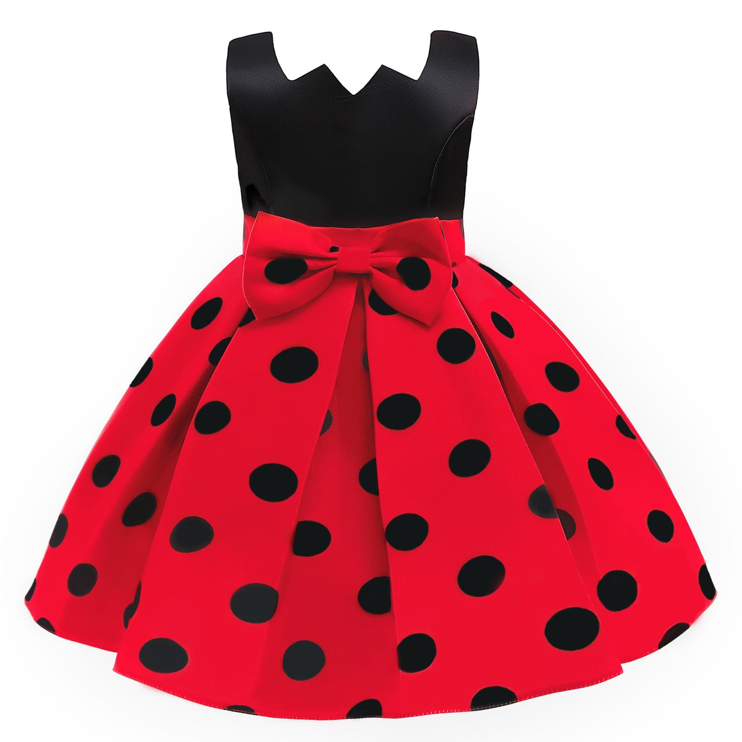 Baby Girl Polka Dot Graphic Sleeveless Performance Evening Dress-2