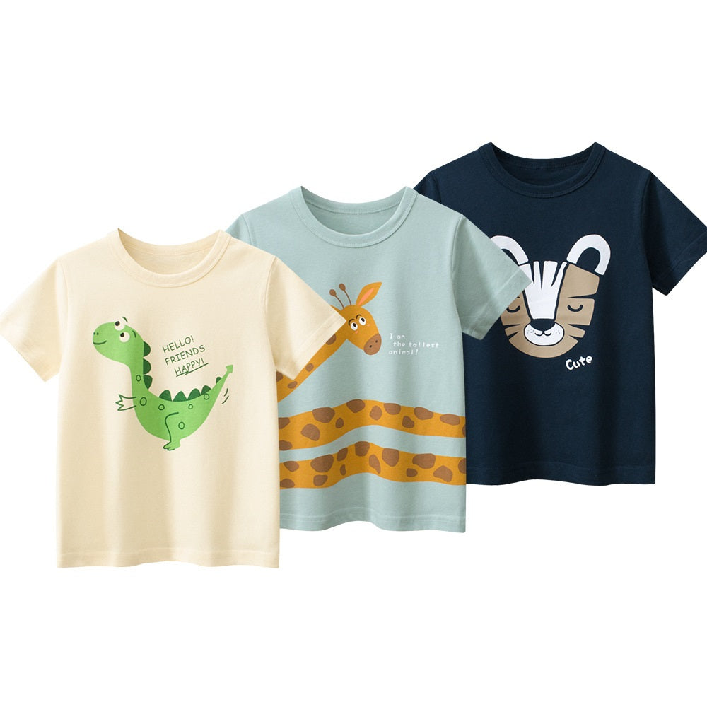 Boys’ Cartoon Pattern T-Shirts Set In European And American Style-1