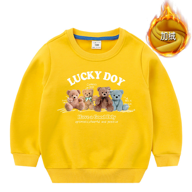 Baby Cute Bear Pattern Crewneck Cotton Hoodies In Autumn-2