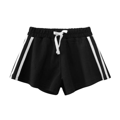 Baby Girl Solid Color Drawstring Design Casual Shorts In Summer-2