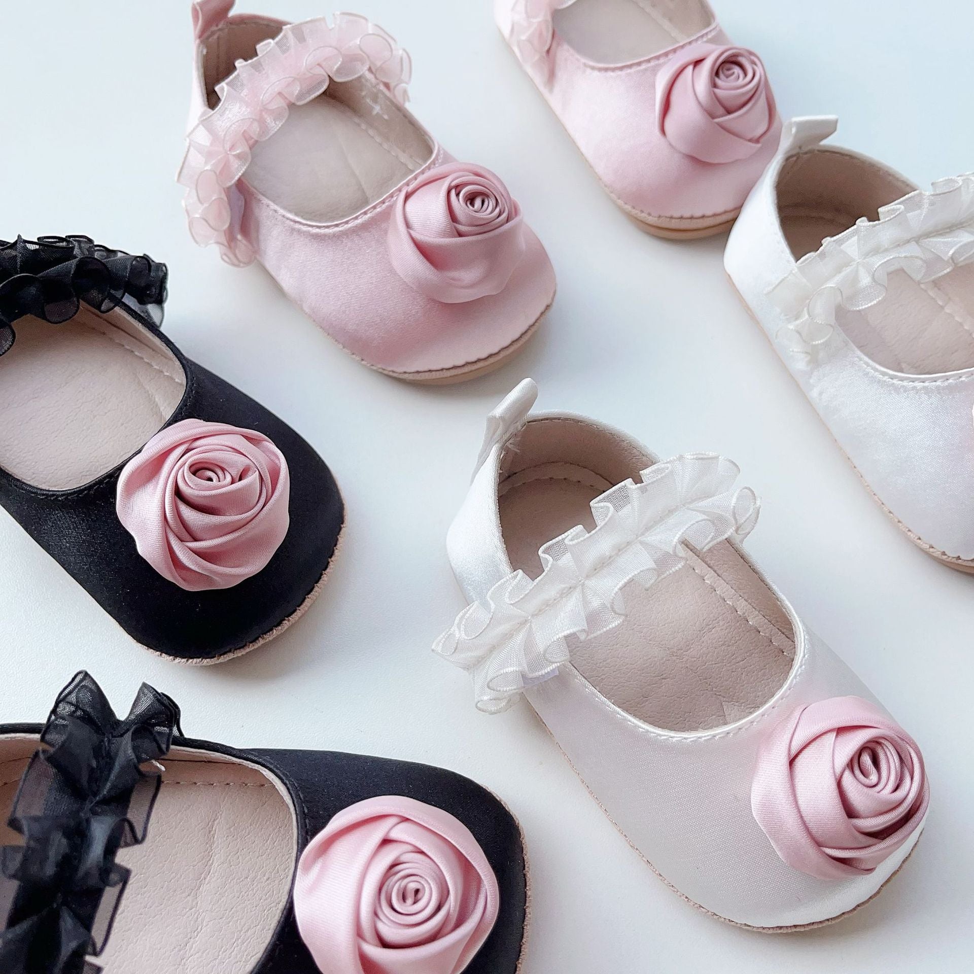 New Arrival Baby Girl 3D Flower Ruffle Lace Toddler Soft-Sole Anti-Slip Walking Shoes-1