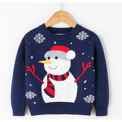 Kids Unisex Snowman Pattern Knitwear-2