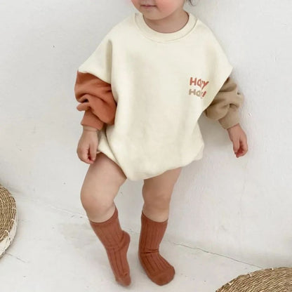 Baby Color blocking Sleeve Design Long Sleeve Bodysuit-1