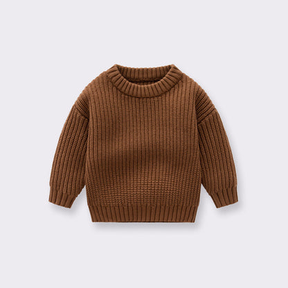 Baby Solid Color Handknit Design Quality Pullover Loose Sweater-2