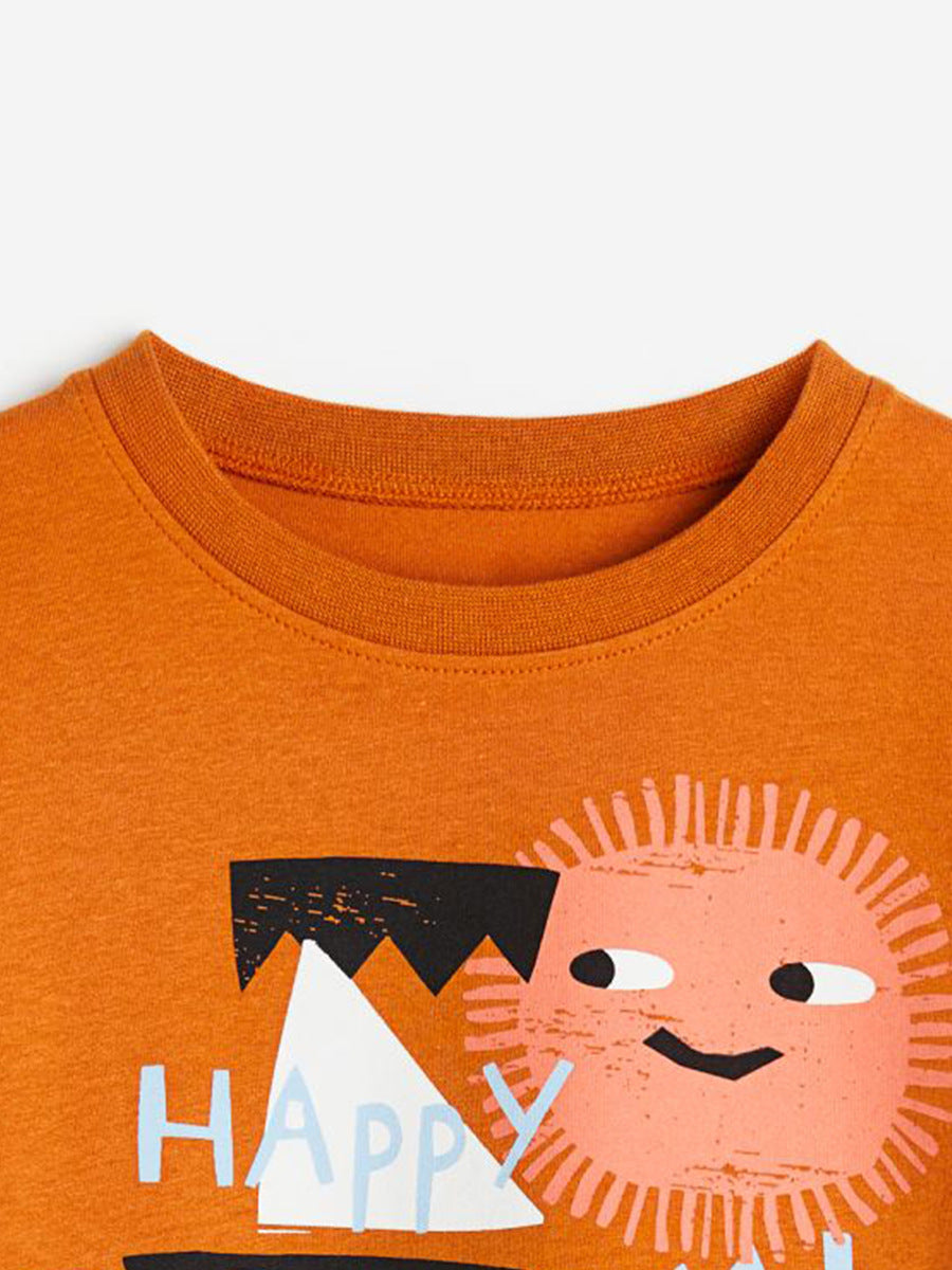 Round Neck Happy Day Cartoon Boys’ T-Shirt In European And American Style For Summer-1