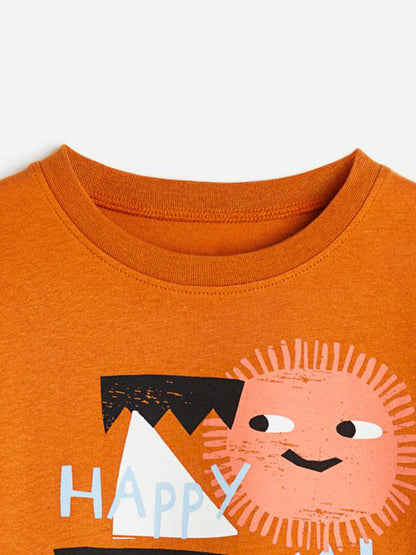 Round Neck Happy Day Cartoon Boys’ T-Shirt In European And American Style For Summer-1