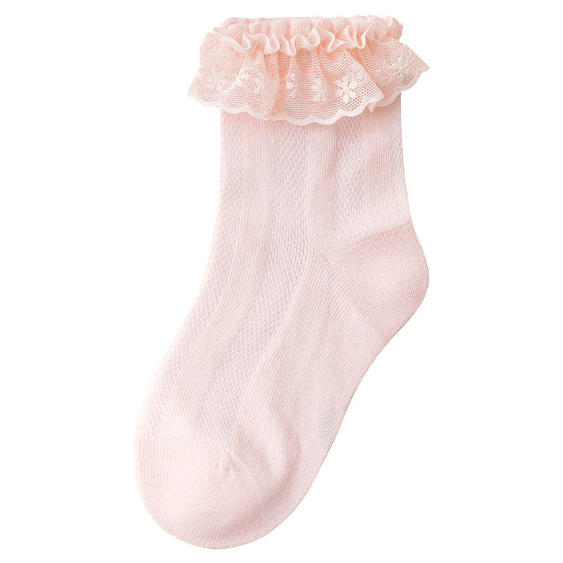 Baby Solid Color Ruffle Socks Princess Breathable Socks-2