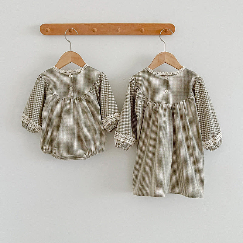 Autumn Vintage Style Embroidered Design Dress &amp; Onesies-2