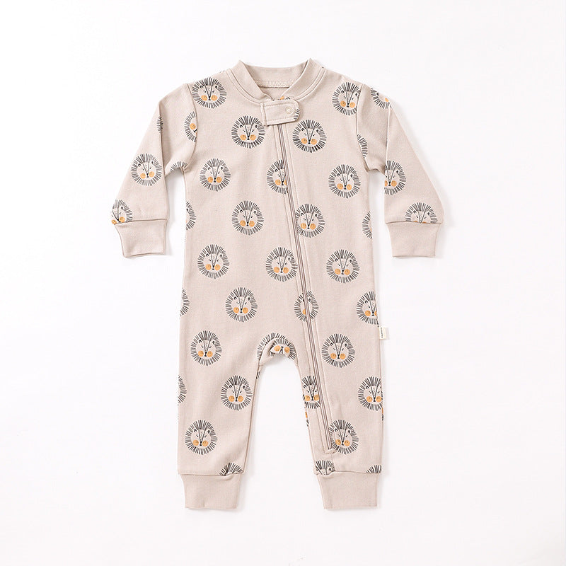 Baby Print Pattern Full Zipper Design Soft Comfortable Romper-2