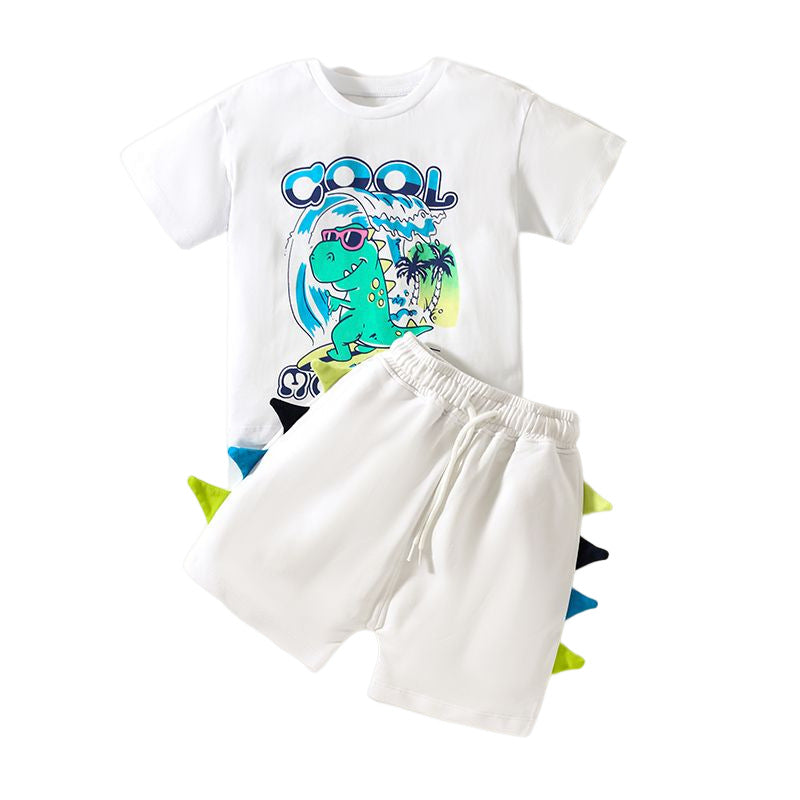 Baby Boy Dinosaur Pattern Short Sleeve T-Shirt Clothing Sets-2