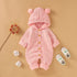 Baby 1pcs Cable Knitted Graphic Button Front Design Rompers With Hairball Patched Hat-1