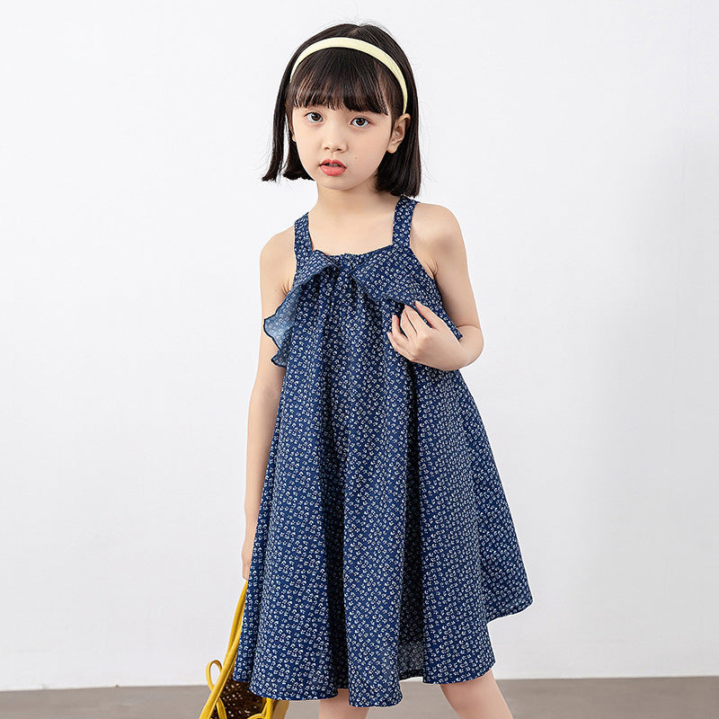 Girls Polka Dot Pattern Sleeveless Ruffle Design Dress-2